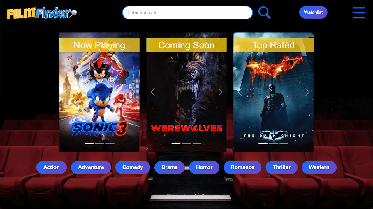 Screenshot of FilmFinder project interface